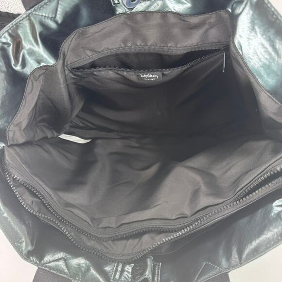 KIpling Tote Bag Colissa Black Metallic Laptop - Picture 6 of 8